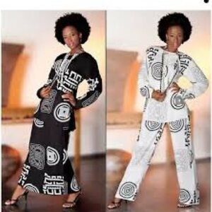 Ashro Black and White Patterned Pantset Just The Black and White Set